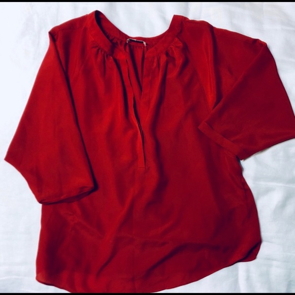 Joie Red Silky Blouse - Picture 4 of 5